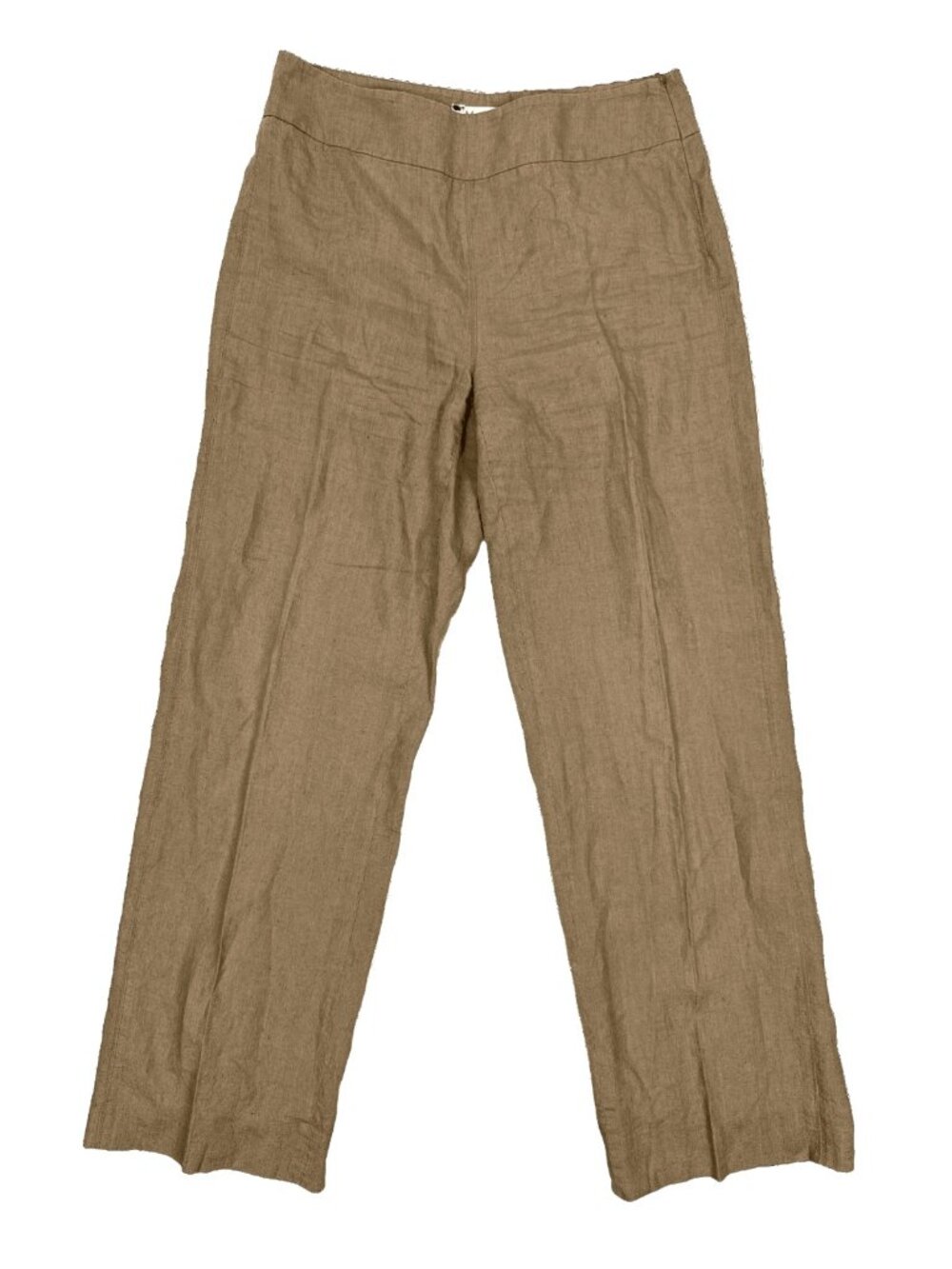 MaxMara 100% Linen Minimalist Straight Leg Khaki Pants IT 46